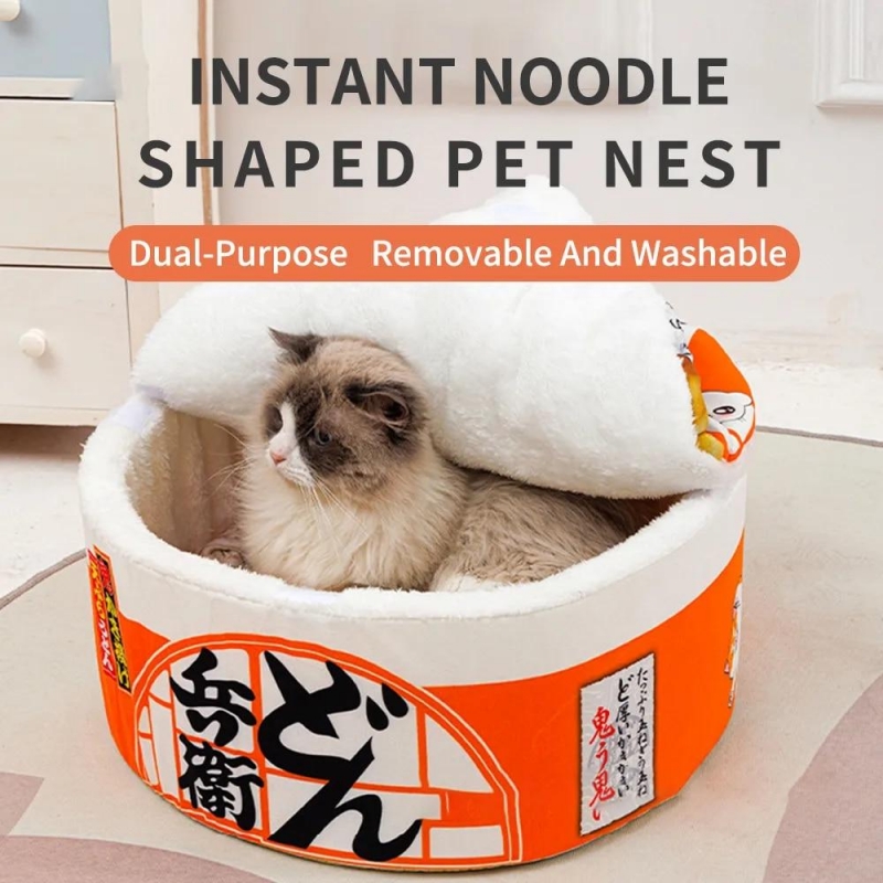 Pet Dog Cat House Kennel Super Large Instant Noodle Warm Dog Cat Nest Beds Cushion Udon Cup Noodle Pet Bed Cozy Nest | Fugo Best