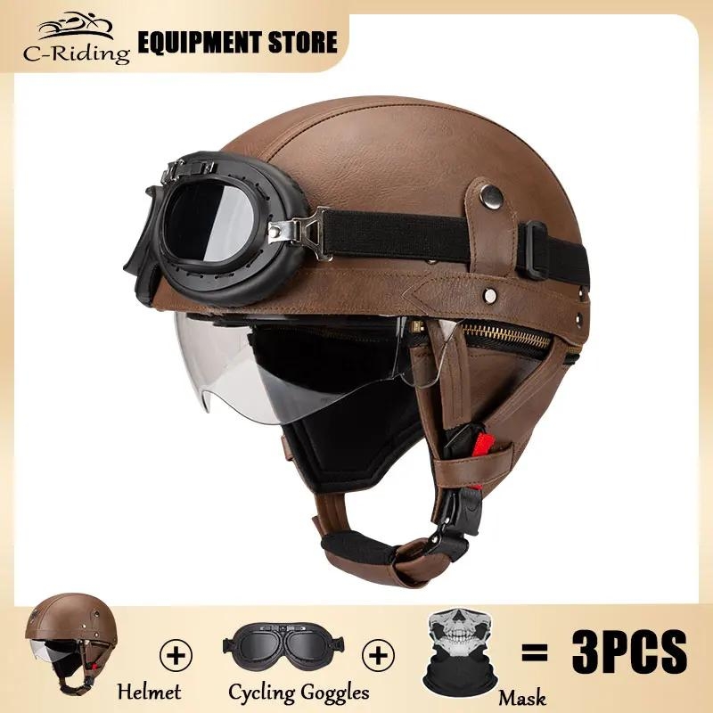Retro Motorcycle Helmets Fashion Capacete De Moto Helmet Riding Racing Motorbike Scooter Half Helmet Men Women DOT Certification | Fugo Best