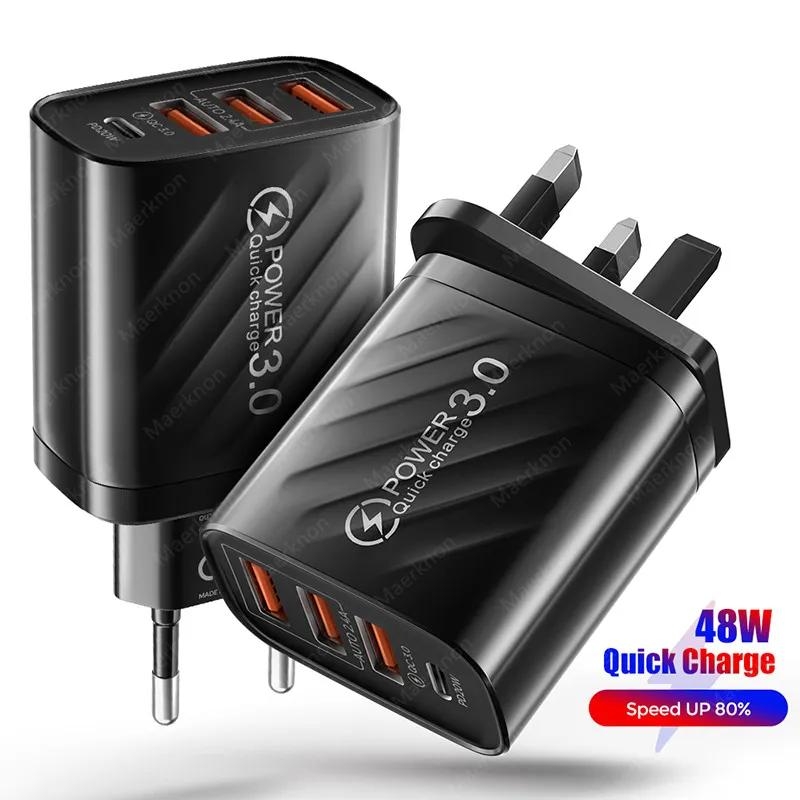 48W USB Charger 4Port Type C Quick Charge QC 3.0 For Samsung Xiaomi mi10 Huawei Charger adapter For Smartphones PD Fast Charging | Fugo Best