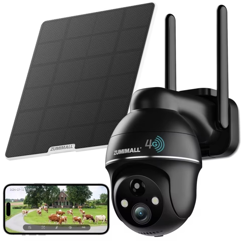 ZUMIMALL 4G LTE Cellular Solar Security Camera Outdoor, No WiFi,Solar Powered with Color Night Vision,SIM Included | Fugo Best