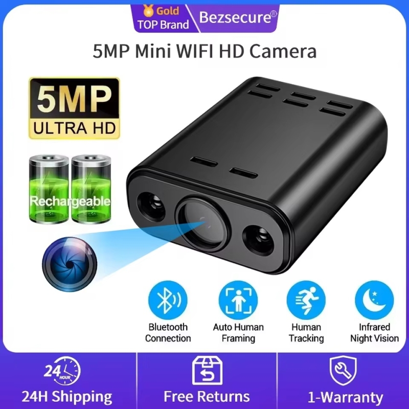 5MP Mini WIFI Camera HD Built-in Battery Human Tracking IP Remote Monitoring Camcorders IR Night Vision Body Cam Protable Cam | Fugo Best