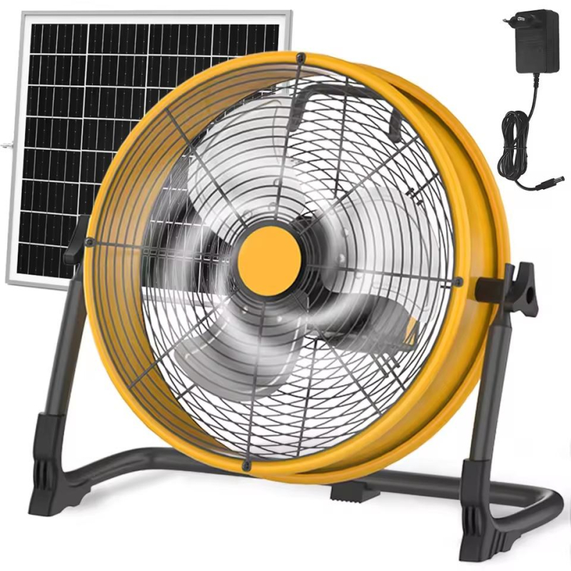 12 Inch Portable Rechargeable Table Fan with Solar Panel Powered and AC Charger Dual Input for Household, Camping, Fishing | Fugo Best