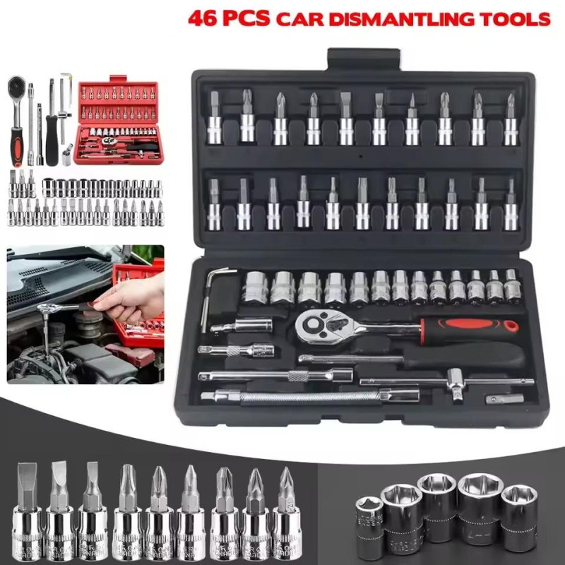 Drive Socket Set Ratchet Wrench Set Car Tool Kit, Bit Socket Wrench Set Metric Mechanic Tool Set Car accessories | Fugo Best