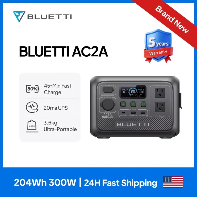  US PLUGBLUETTI AC2A Portable Power Station 300W 204Wh, Recharge from 0-80% in 45 Min Solar Generator for Outdoor Camping | Fugo Best