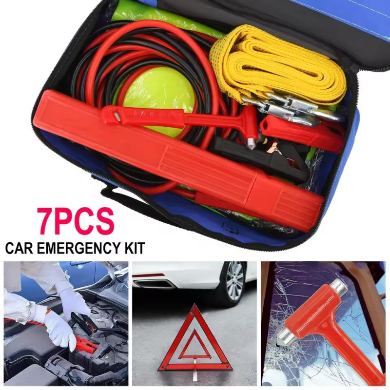 Car Emergency Roadside Assistance Kit Jumper Cable Tow Strap First Aid Survival Supplies Pack Motorist Self-Defense Satefy Tool | Fugo Best