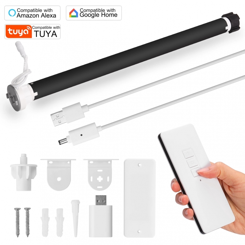 Tuya WiFi Tubular Intelligent Rechargable Curtain Motor for 38mm Tube Intelligent Electric Curtain Motors for Alexa Google | Fugo Best