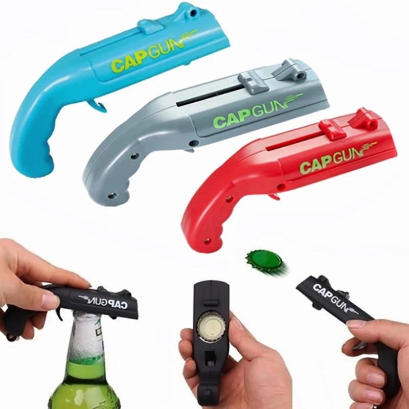 Can Openers Spring Cap Catapult Launcher Gun shape Bar Tool Drink Opening Shooter Beer Bottle Opener Creative Party | Fugo Best