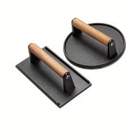 1pc Iron Burger Press Round Cast Iron Barbecue Press Suitable For Flat Top Grill Rectangular Hamburger Grinder Steak Food Meat | Fugo Best