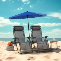 JHK Zero Gravity Set of 2 Portable Recliner Camping Patio Outdoor Garden Lounge Chair with Cup Holder Trays Adjustable Pillow | Fugo Best