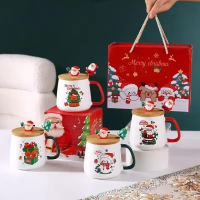 Christmas Tree Mug Box Ceramic Mug Christmas Gift Ceramic Mug with Lid with Spoon Set Coffee Cup Porcelain Christmas Tableware | Fugo Best