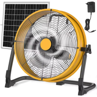 12 Inch Portable Rechargeable Table Fan with Solar Panel Powered and AC Charger Dual Input for Household, Camping, Fishing | Fugo Best