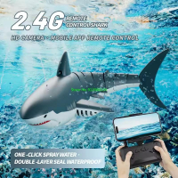 Simulated Waterproof HD Camera WIFI FPV RC Shark Boat 2.4G LED Lighting Swing Off Water Sensing Remote Control Boat Shark Animal | Fugo Best